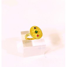 Γυναικείο Ασημένιο επίχρυσο βυζαντινό δαχτυλίδι με ζιργκον (SR60)